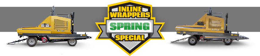 An ad showing the four ECV models of the inline wrappers as well as a logo in the shape of a shield for the inline promo. Text in this image reads "Inline wrappers spring special. Available in Canada and USA only. Inline models only. Click for more details."